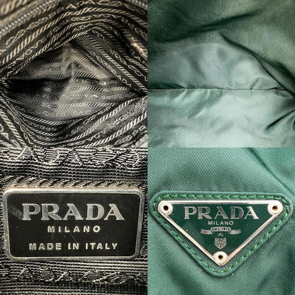 PRADA tote bag shoulder nylon logo plate green ladies men unisex - Picture 10 of 10